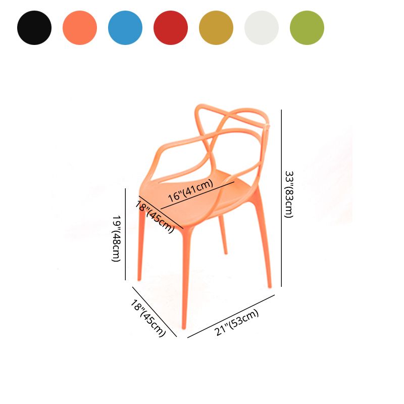 Silla de comedor de cocina de estilo moderno, sillas laterales de brazo de comedor de plástico