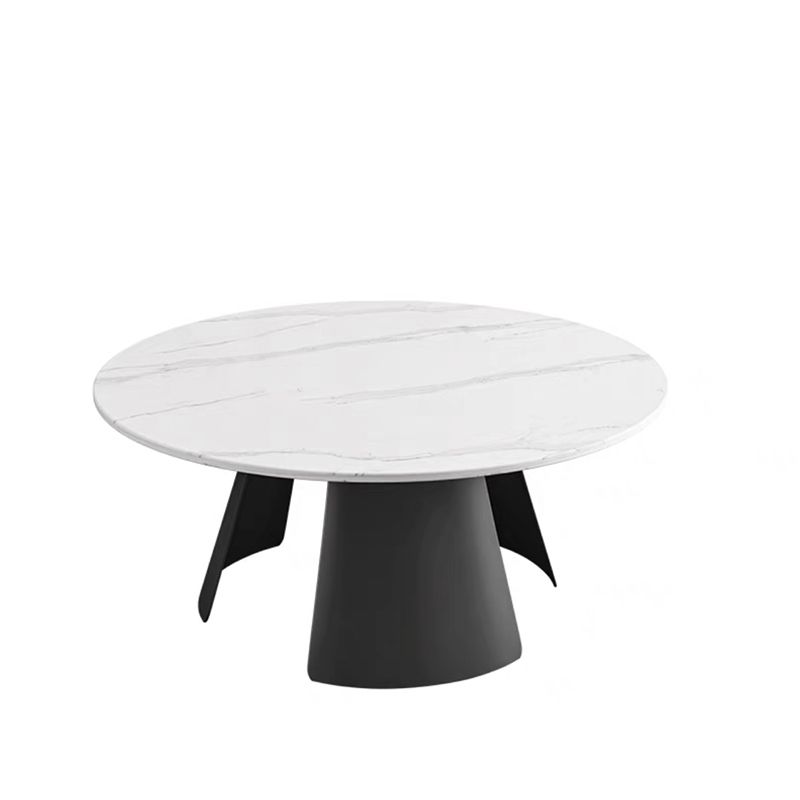 Modern Style Cocktail Table Slate Top Metal Base Round Coffee Table