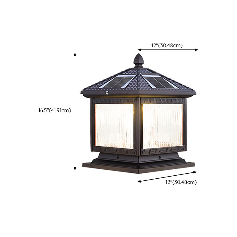 Contemporary Pillar Lighting Fixture Creative LED Solar Lamp for Garden