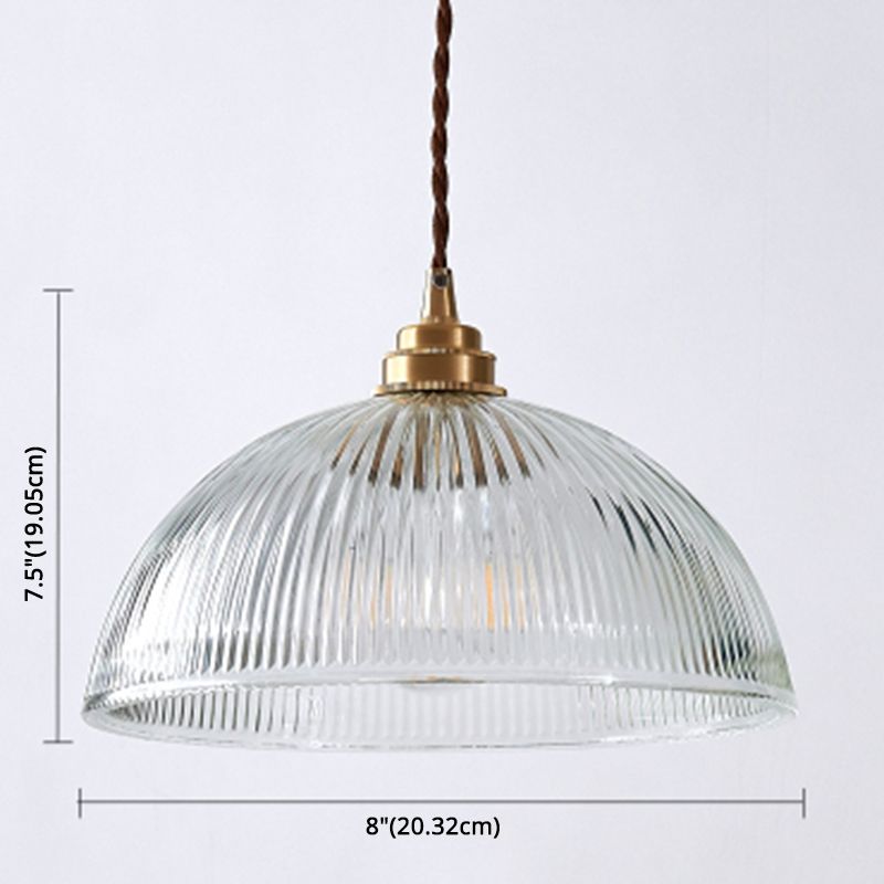 Retro Industrial 1 Light Pendant Prismatic Glass Dome Pendant Lighting for Living Room