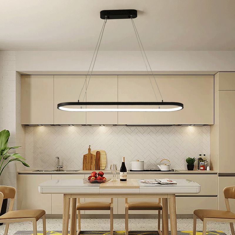 Contemporary Linear Shape Pendant Lighting Fixture Metal 1 Light Island Pendant Light