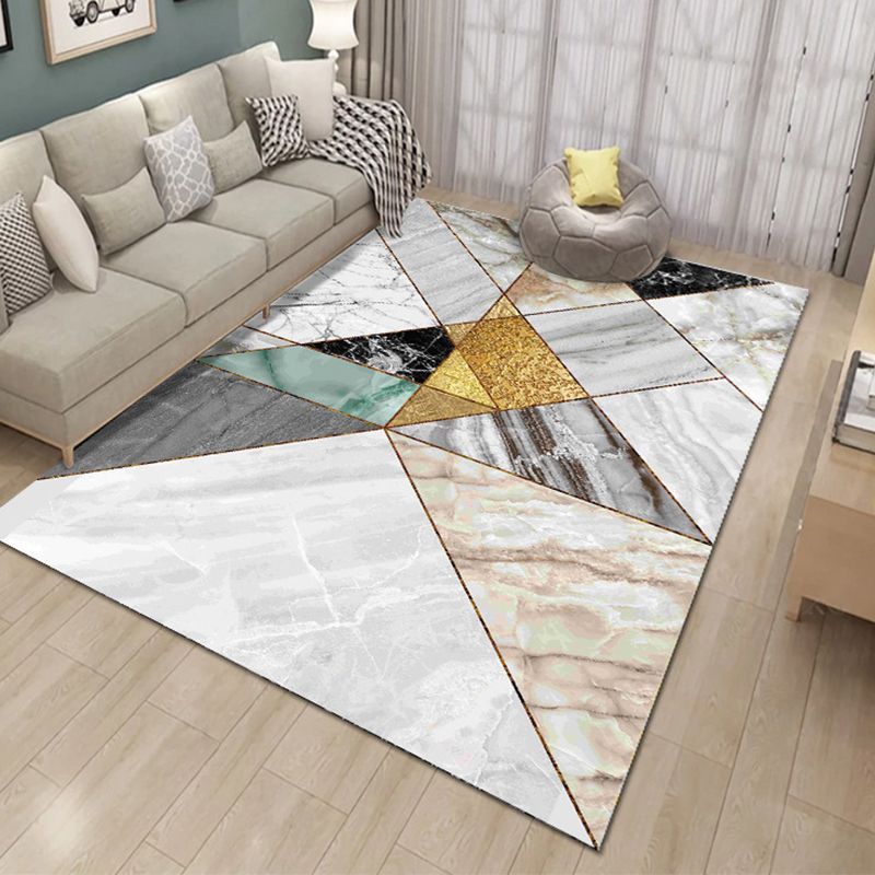 Stylish Abstract Print Carpet Washable Rug Polyester Stain Resistant Carpet for Home Decor