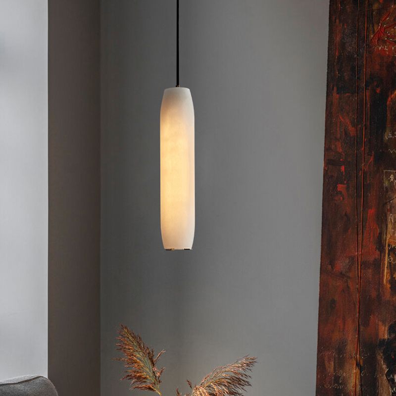 Marble 1-Light Hanging Lamp, Nordic Cylinder Shade Pendant Lighting for Living Room