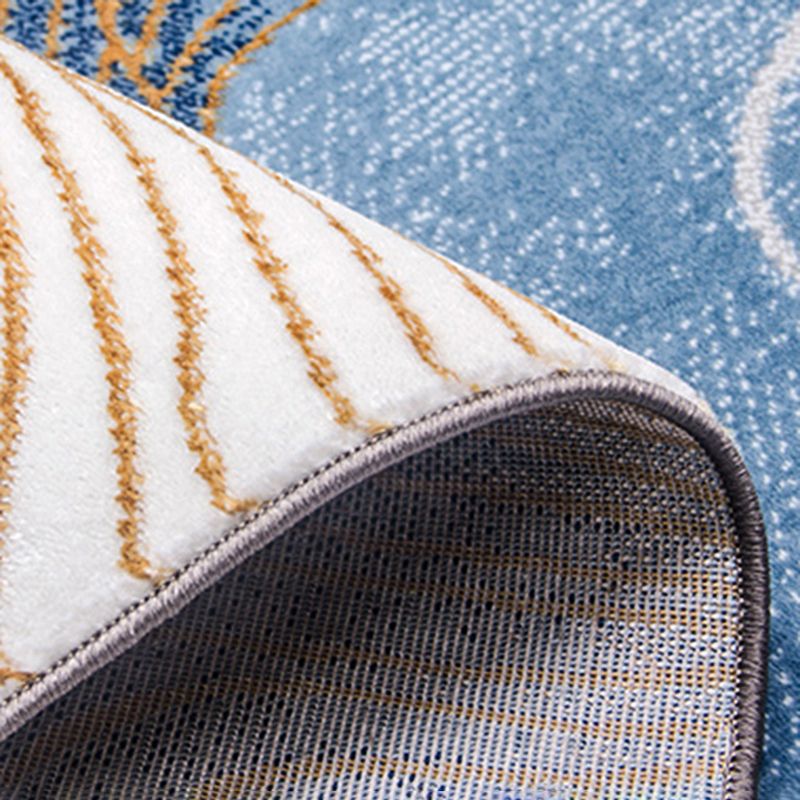 Blue Abstract Pattern Area Carpet Modern Polyester Area Rug Stain Resistant Rug for Living Room