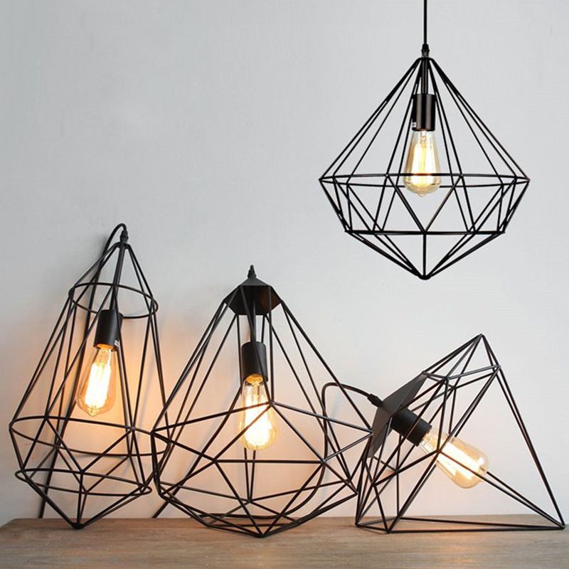 Lampada da pranzo a forma di ferro a forma di pietra gemma antica a 1 luce