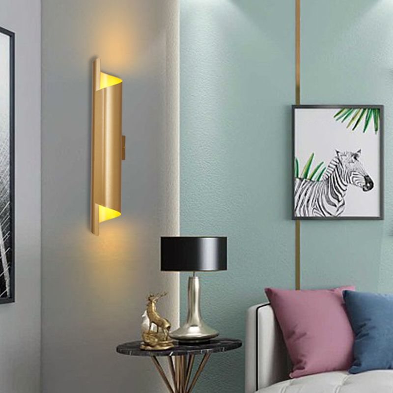 Post Modern 1 - Light Wall Mount Fixture Iron Tube Wall Lighting in Gold Finish