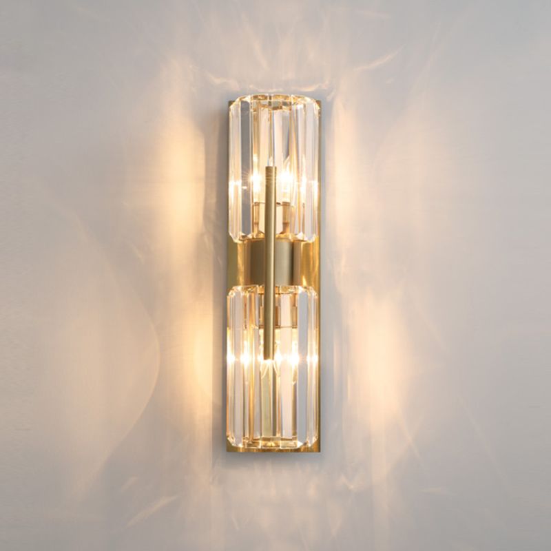 Crystal Half Cylinder Sconce Light Fixture Modern Gold Wall Mounted Light Fixture