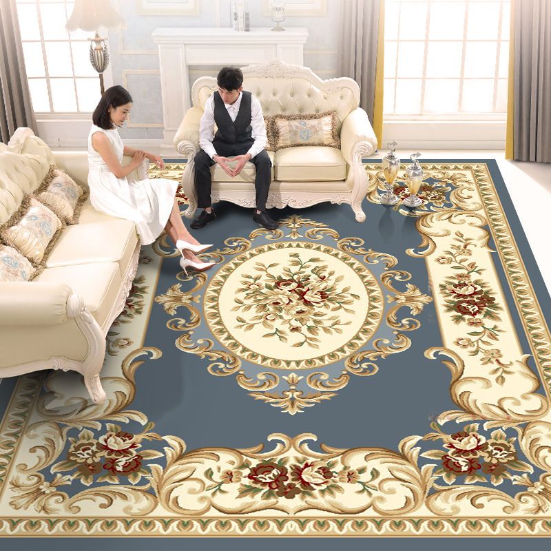 Funky Carpet Modern Floral Print Indoor Rug Polyester Non-Slip Backing Carpet for Living Room