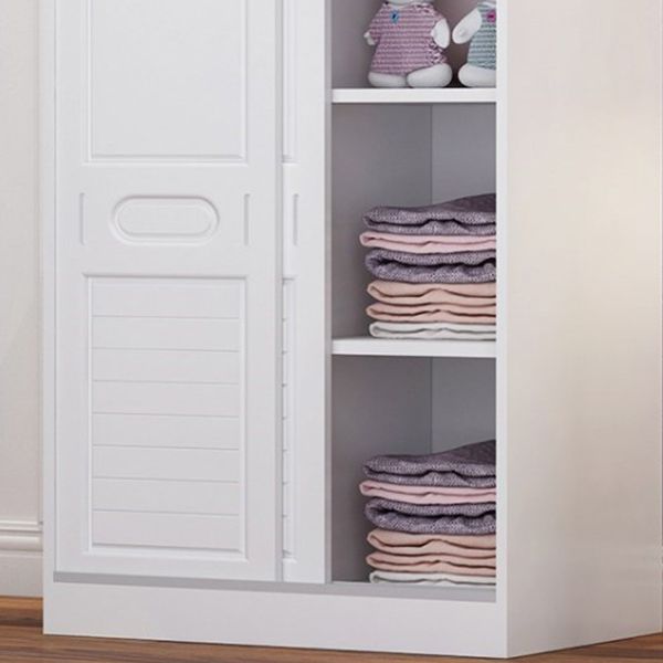 Contemporary Wood Wardrobe 2-Door Wardrobe Closet for Bedroom