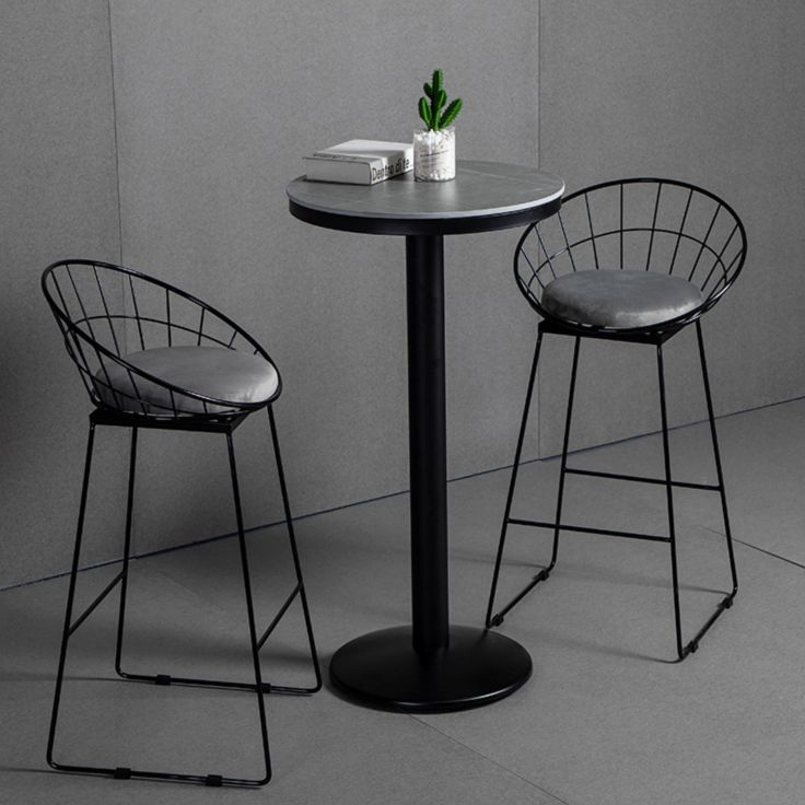 Industrial Bar and Counter Stool Metal Stool with Black Base