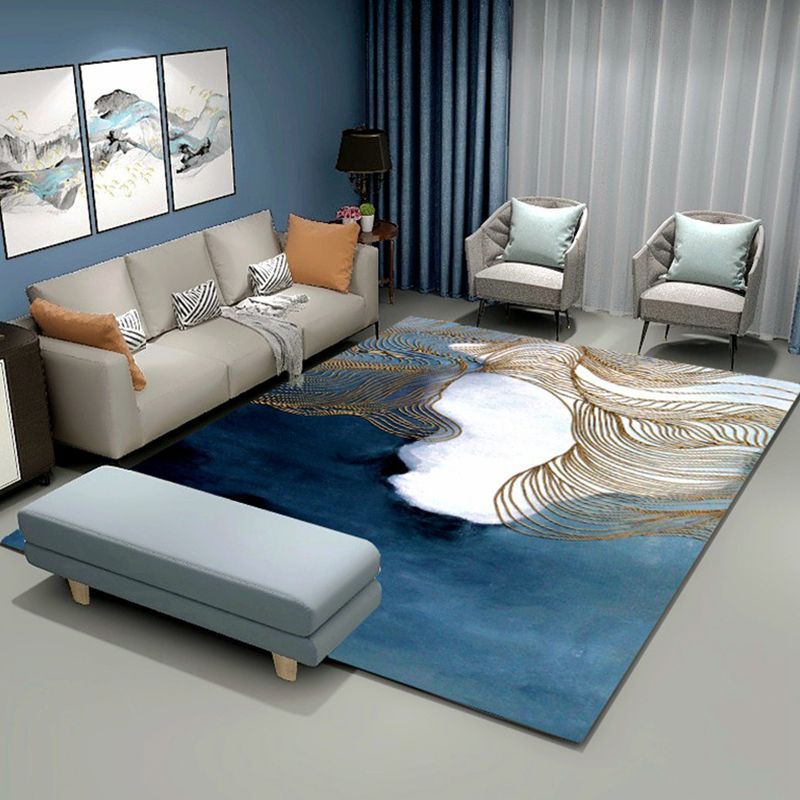 Abstract Painting Rug Polyester Area Rug Washable Carpet for Living Room, Office