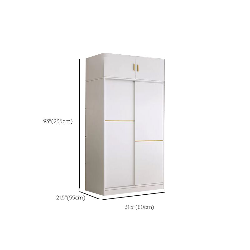 Contemporary White Wood Frame Wardrobe Freestanding Wardrobe with Soft Close Doors