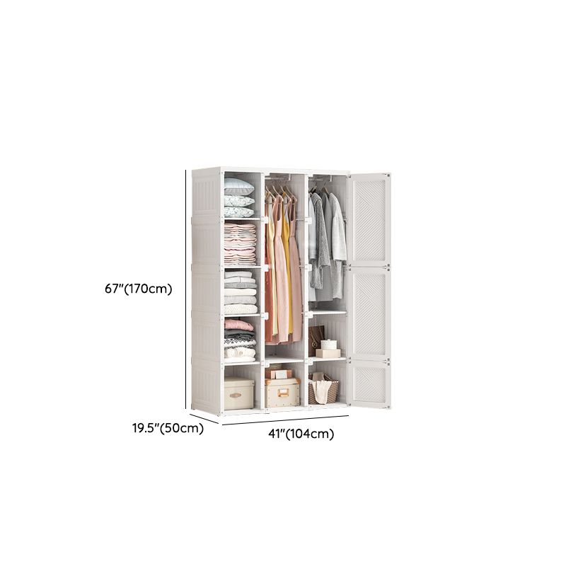 White Freestanding Plastic Wardrobe Foldable Wardrobe with Shelves