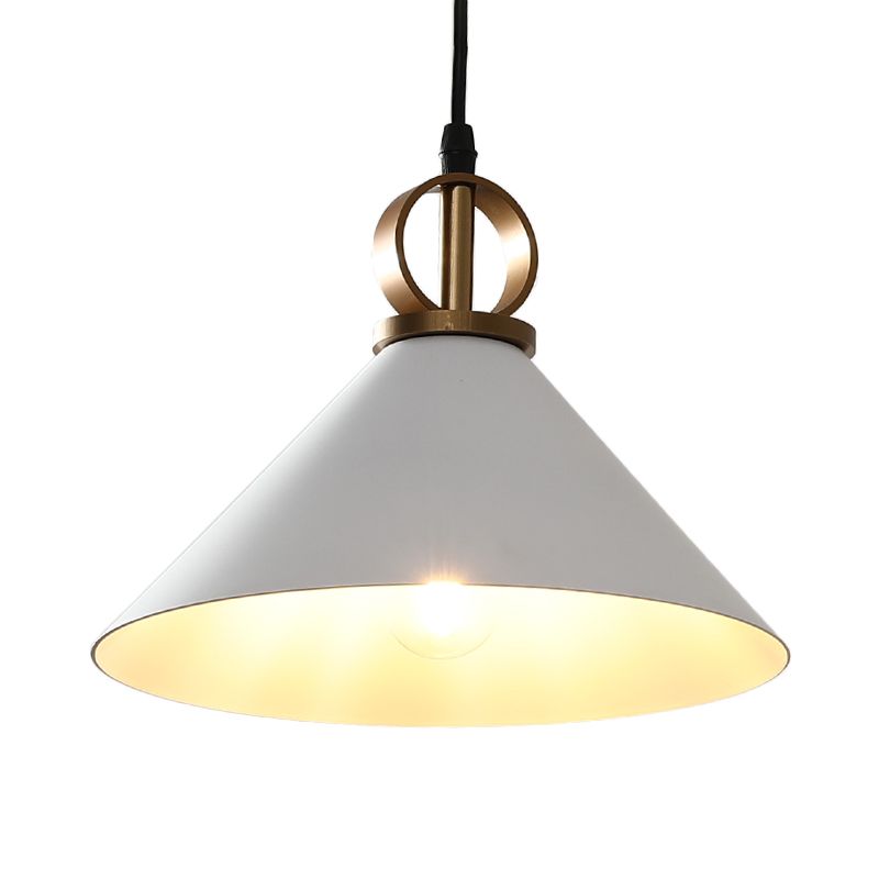 Conische eettafel Suspensie Licht metaal 1 kop Minimalistische hanglamp in het wit met ringknop