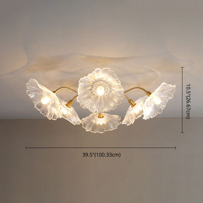 Blume Semi Flush Mount Leuchte moderne Glasdeckleuchten für Wohnzimmer