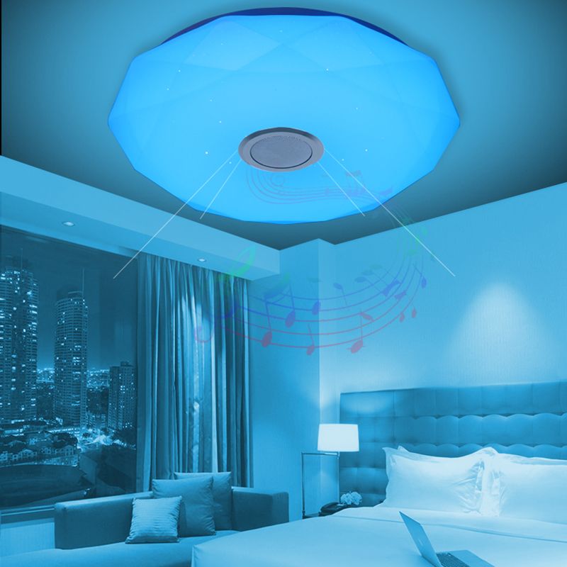 Simple Ceiling Light Fixture Acrylic Bluetooth LED Bedroom Ceiling Flush Mount in White
