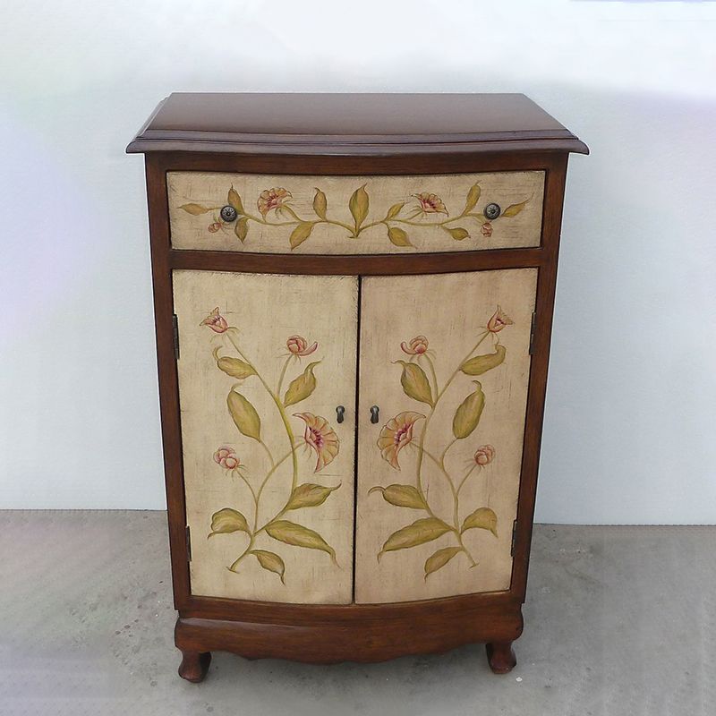 Mid-Century Modern Rectangle Cabinet Wood Side Cabinet with Drawer