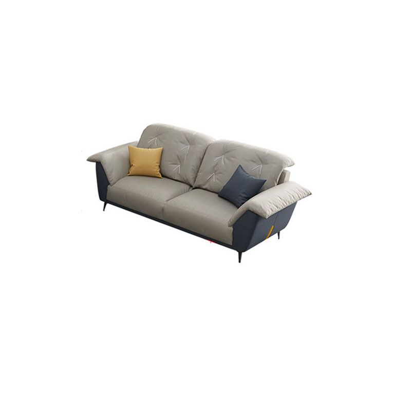 Sewn Pillow Back Sofa Modern Style 34.64" H Faux Leather Sofa