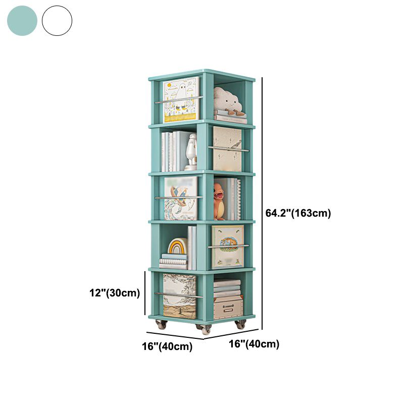Libreria per angoli in legno fabbricato scandinavo libreria verticale con ruote di caster