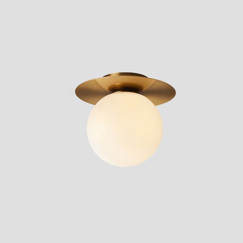 Glass Brass Ceiling Light in Modern Concise Style Iron Globe Flush Mount for Corridor