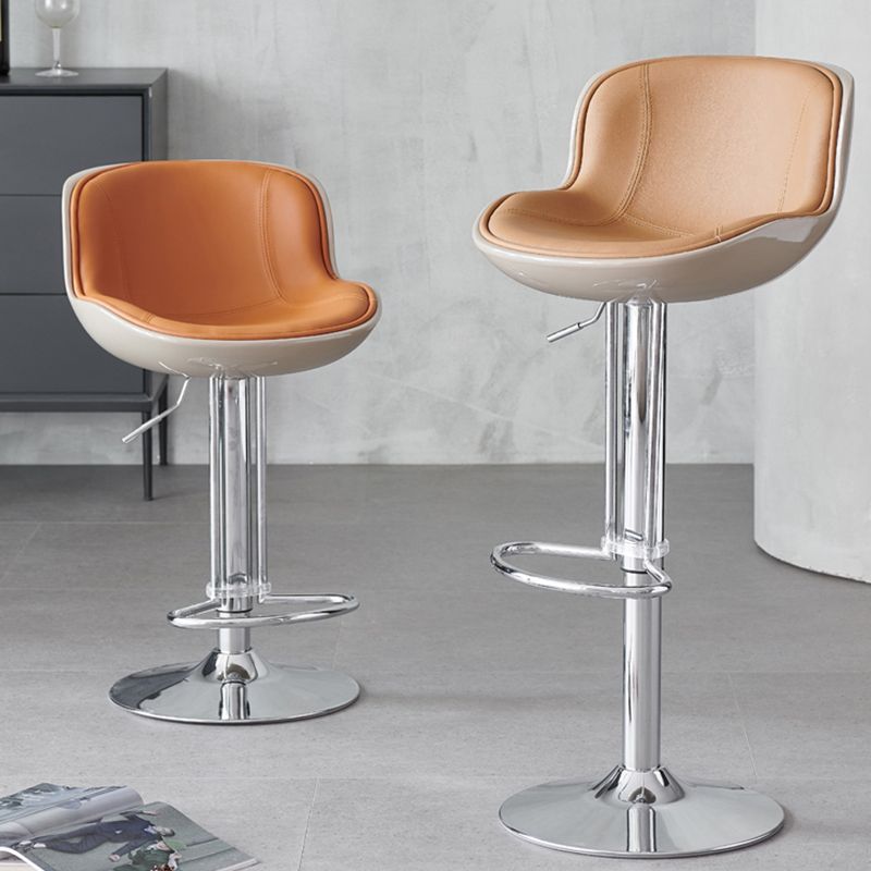 Industrial Bar Stool Leather Adjustable Counter Stool with Swivel