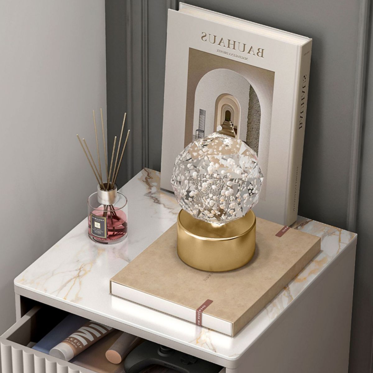 Glam Combo Dresser Stone Vertical Storage Chest Dresser for Bedroom