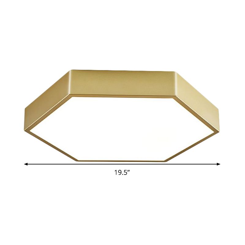 16"/19.5" W LED Living Room Ceiling Mounted Light Gold Flush Light Fixture with Hexagon Metal Shade