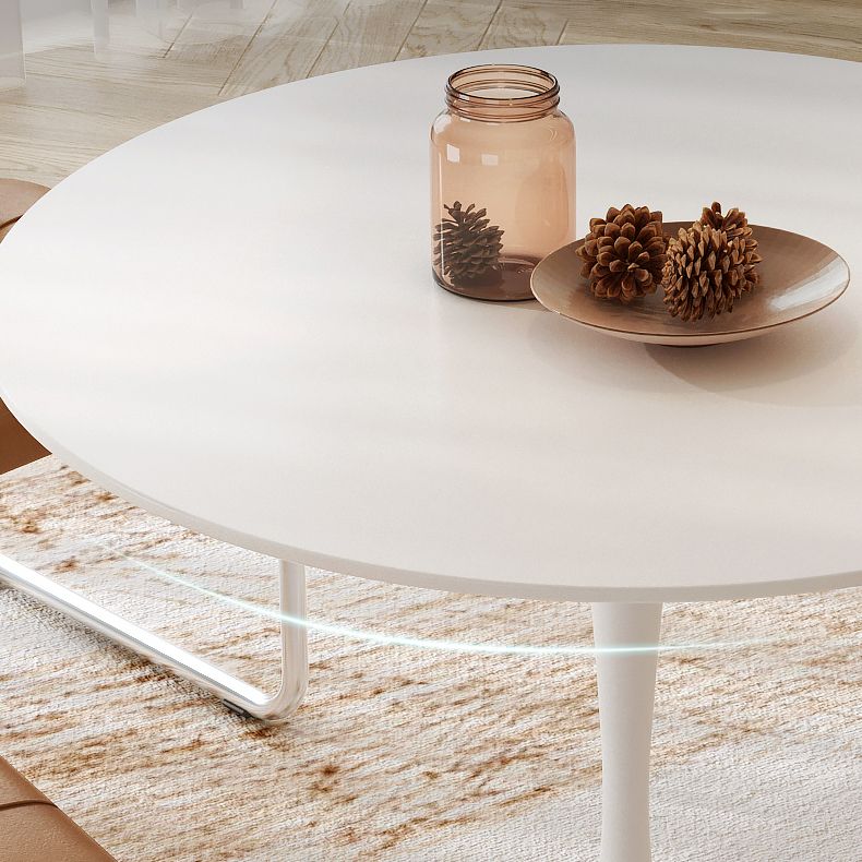 Round Kitchen Table Modern Sintered Stone White Dining Room Table