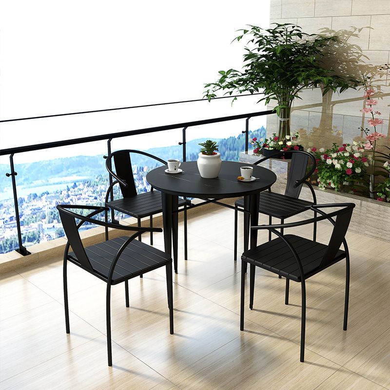 Modern 1/5/7 Pieces Metal Dining Set Stone Table Set for Outdoor