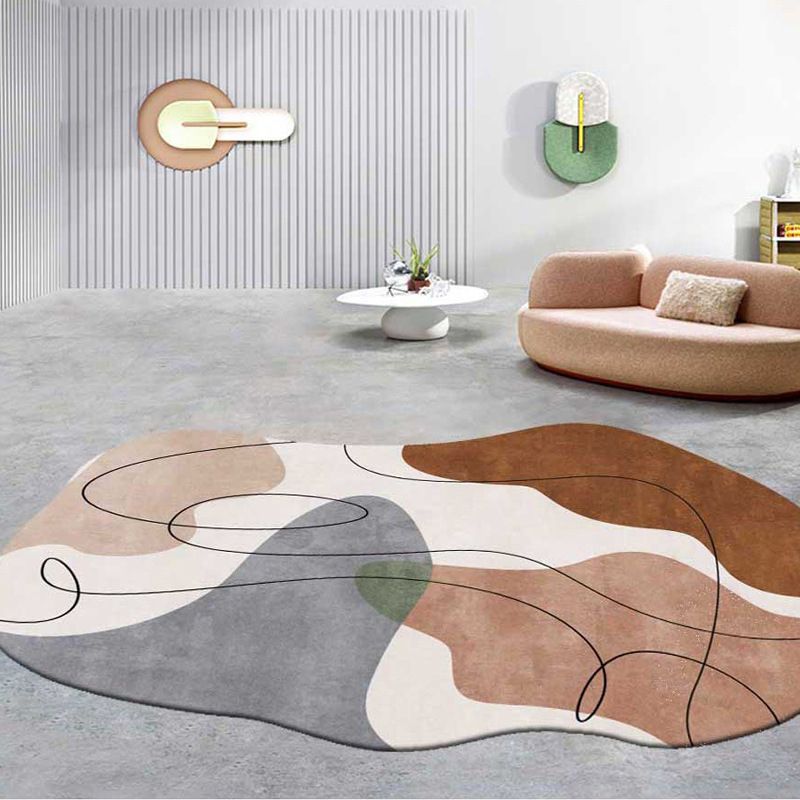 Modern Novelty Shape Carpet Contrast Panel Area Rug Polyester Carpet with Non-Slip Backing