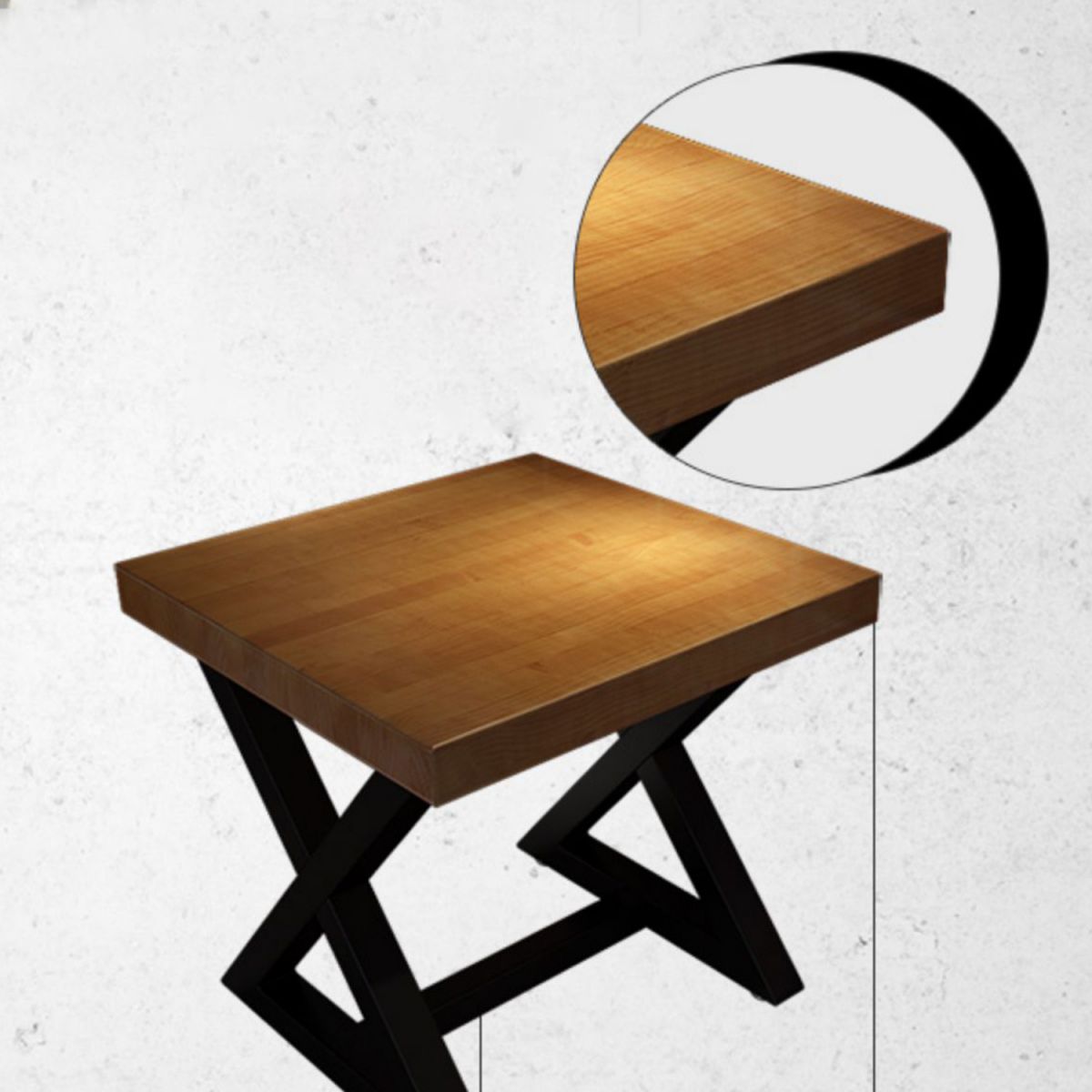 Industrial Wood Dining Table for Restaurant Square Table with Trestle Base