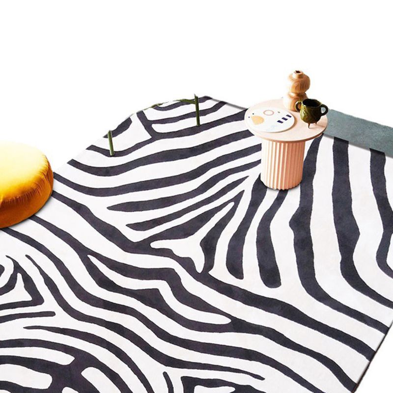 Black and White Zebra Striped Rug Area Rug Anti-Slip Backing Carpet for Bedroom