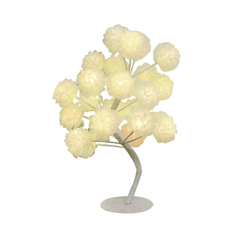 Fabric Floral Night Light Art Deco Led Night -stand Lamp en blanco/rosa/azul con diseño de ramificación para sala de estar