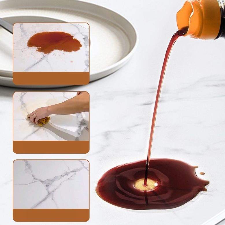 Standard Sintered Stone Top Dining Room Set with 4 Black Metallic Legs for Dining Furniture