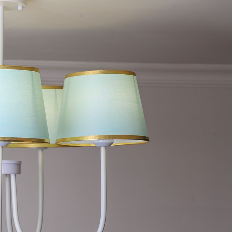 Multi-Head Chandelier Lighting Fixtures American Style Metal Suspension Light with Fabric Shade