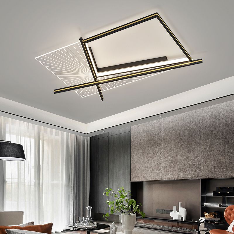 Minimalisme Aluminium LED Ceiling Mounted Light Squared 1-Light Flush Light for Living Room