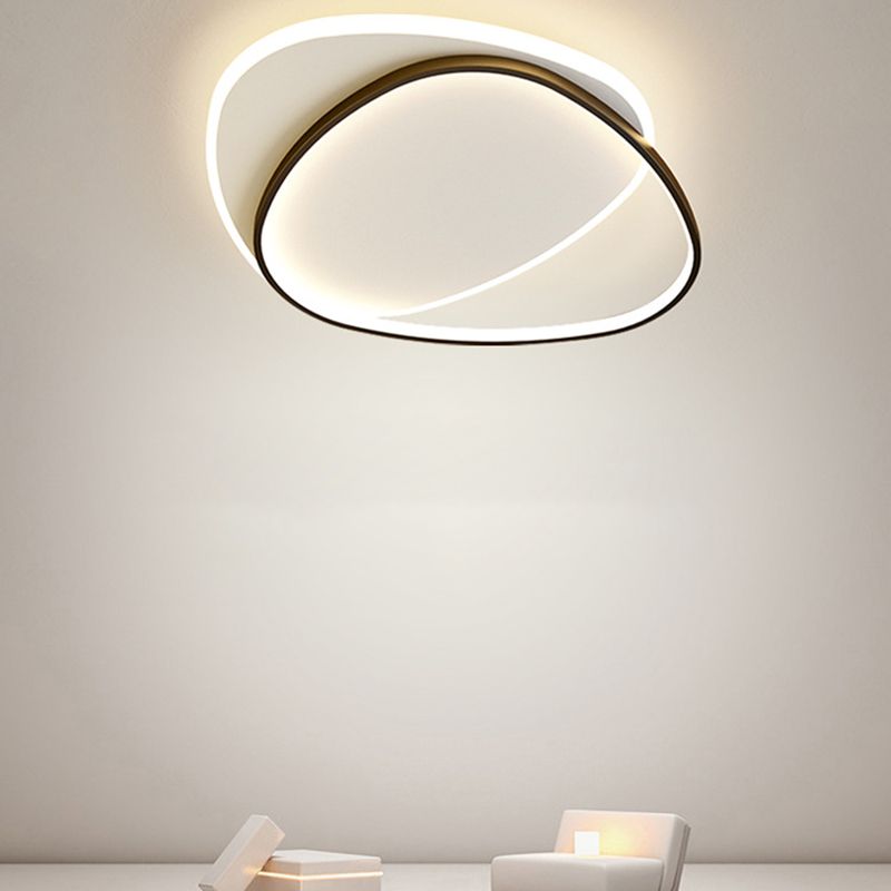 2-Light White/Black Flush Mount Lighting Unique LED Ceiling Light for Bedroom