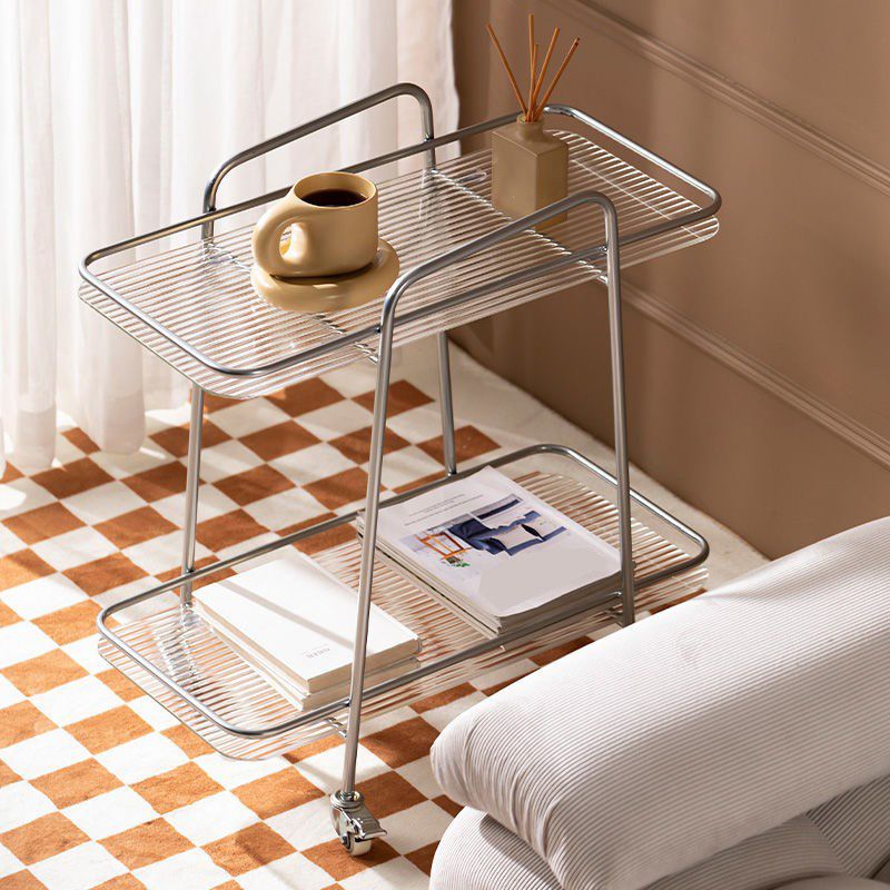 25.6" Tall Glass End Table Rectangular Clear Accent Side Table