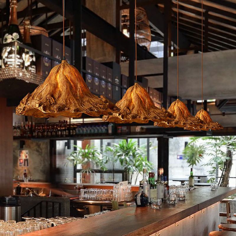 Lotus Leaf Shaped Resin Hanging Light Artistic Single-Bulb Pendant Lighting fro Restaurant