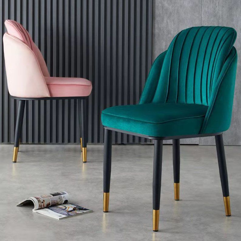 Glam Armless Velvet Dining Chair Parsons Chair in Matte Finish for Home