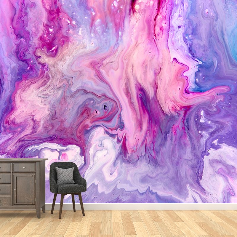 Purple Cascade Watercolor Mural Water Resistant Artistic Bedroom Wall Decoration