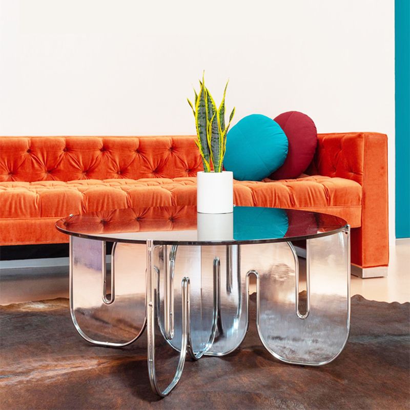 Acrylic Round Coffee Table Clear Cocktail Table for Living Room