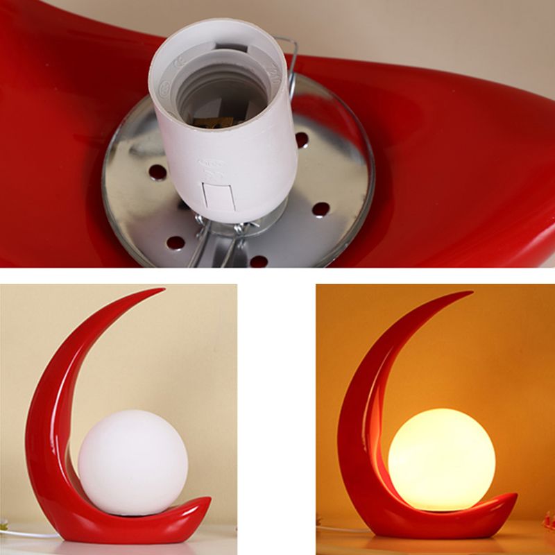 Lampada da tavolo ultramoderna Simplicity Moon Lampada da comodino in vetro bianco per camera da letto
