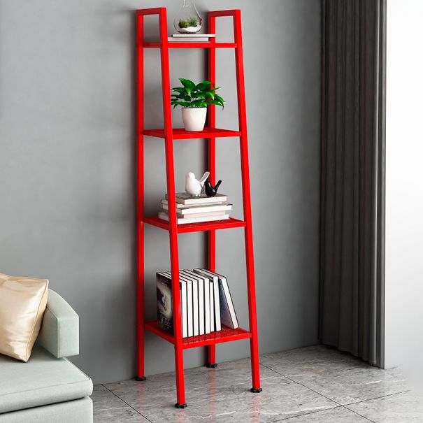 Contemporary Ladder Bookshelf Metal Open Back Bookcase for Home Office