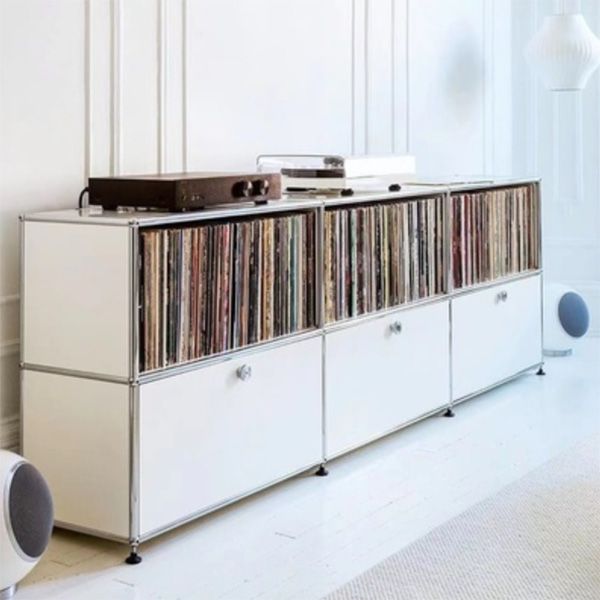 Contemporary Style Sideboard Engineered Wood Sideboard with Metal Frame