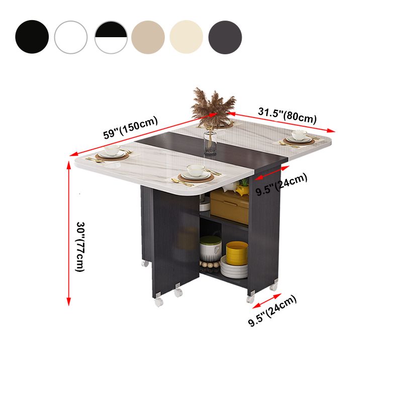 Modern Style Dining Table Rectangle Drop-Leaf Dining Table for Home Use