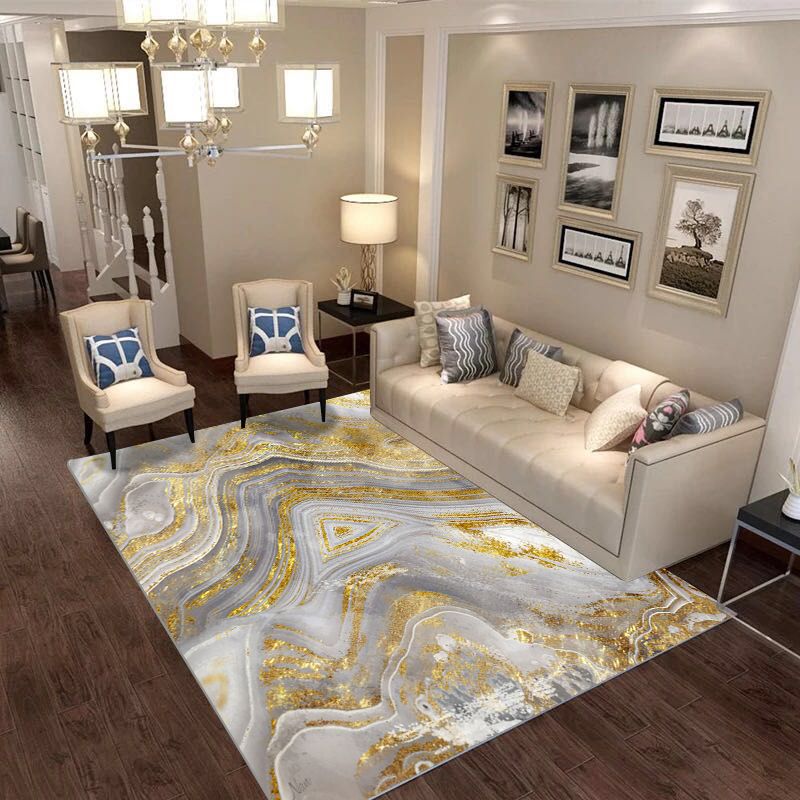 Modern Color Blooming Rug Color Mixed Polyester Area Carpet Stain Resistant Rug for Living Room