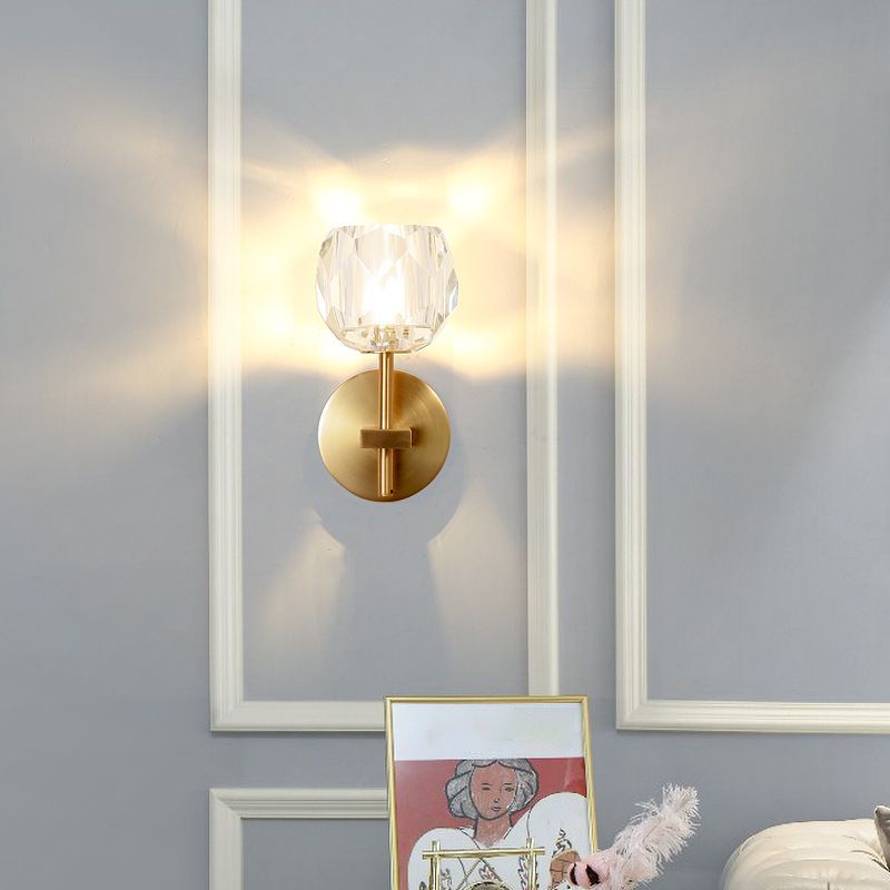 1-Light Crystal Wall Mounted Lighting Modern Style Gold Ball Wall Sconce Lights
