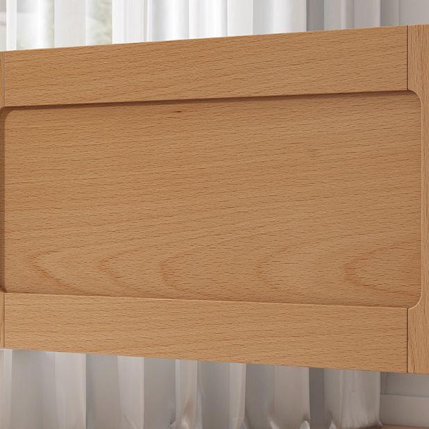 Solid Wood Washed Contemporary Nursery Bed in Natural with Guardrail