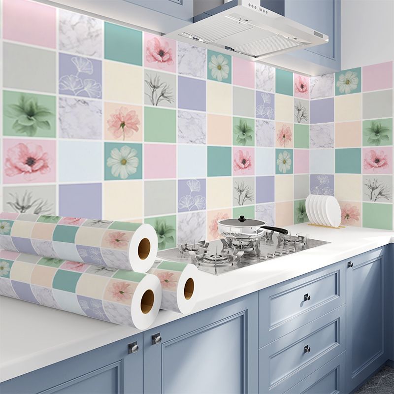 Modern Peel & Stick Field Tile Plastic Wallpaper for Backsplash Wall